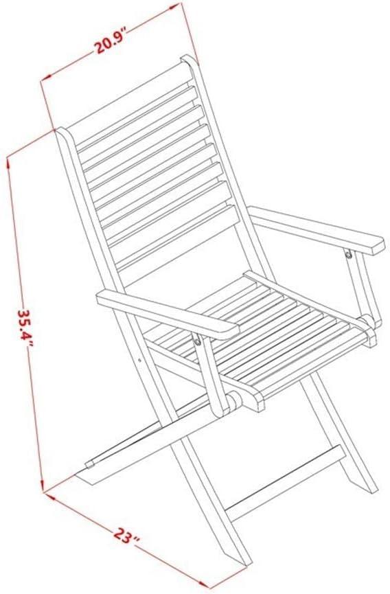 Acacia Wood Folding Patio Dining Chairs with Arm Rest, Set of 2