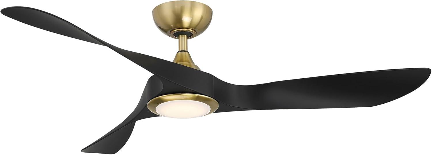 54" Swirl 3 - Blade Outdoor LED Smart Propeller Ceiling Fan with Remote Control and Light Kit Included