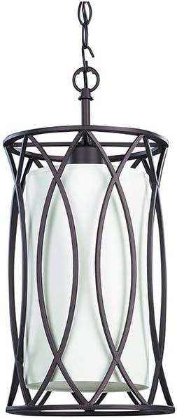 Monica 17" Modern Drum Pendant with White Fabric Shade and Bronze Finish