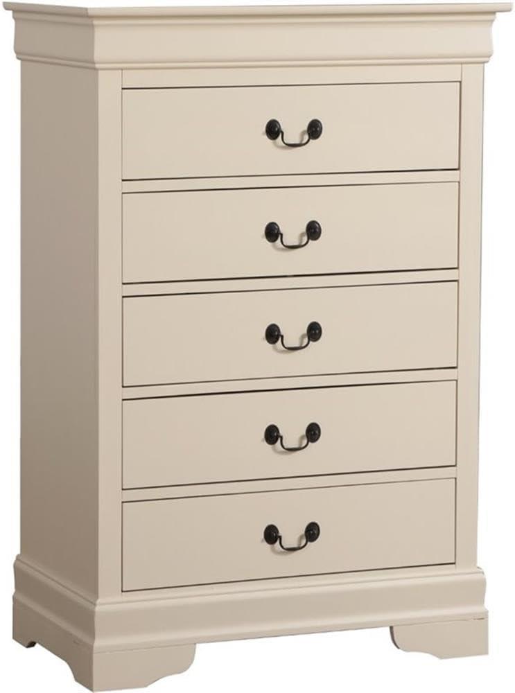 Glory Furniture Louis Phillipe 5 Drawer Chest in Beige