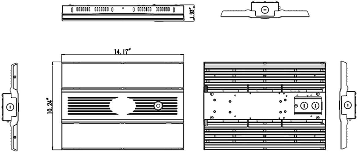 RAB Lighting RAB RBAY17S LED Linear High Bay, 80/100/130W, 35/40/50K, Compact Design, Adjustable Power and Color Temperature, 120-277V, Includes Chain and V-Hook for Mount, White