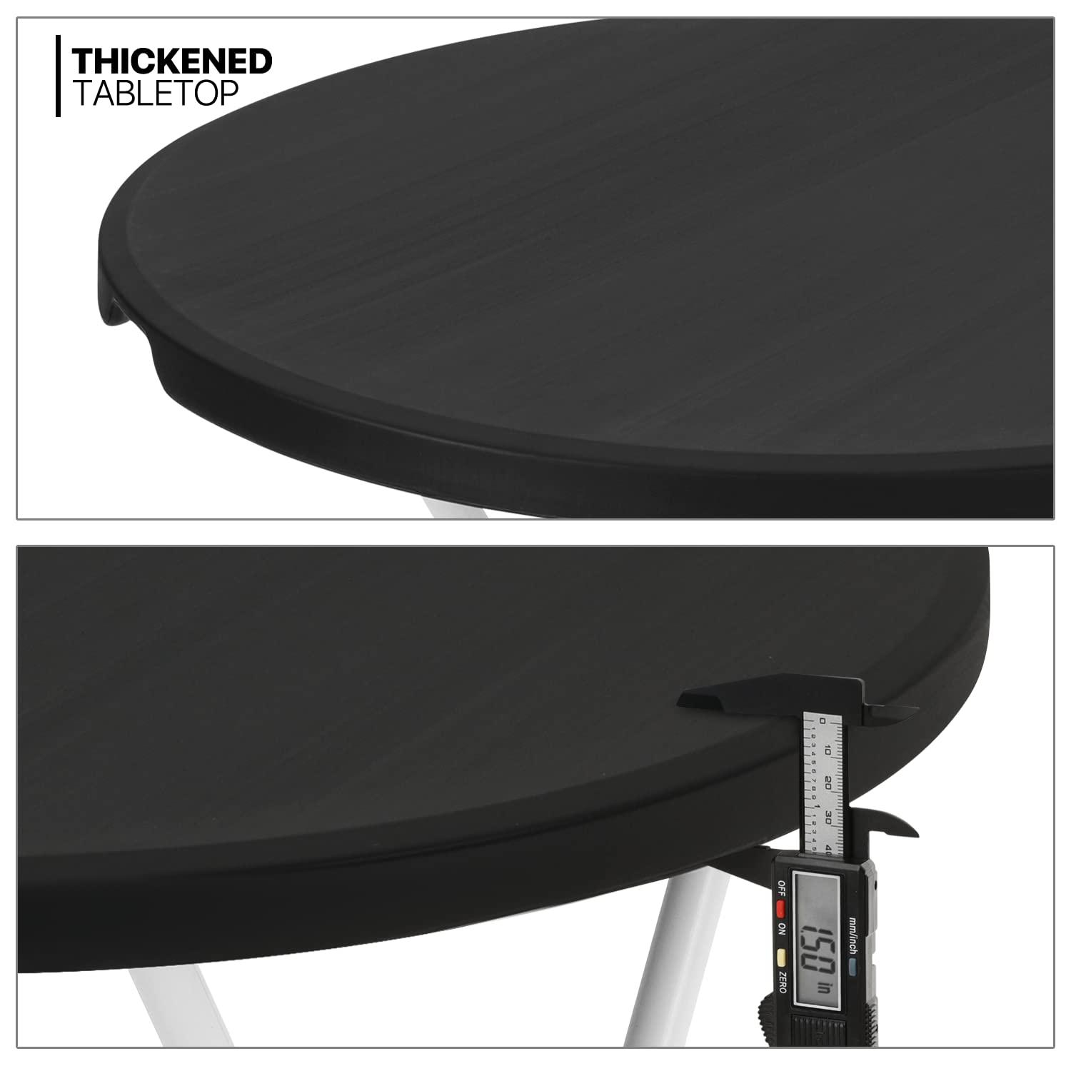 31.5" Round Folding Banquet Table, Portable Plastic Coffee Card Dining Table for Outdoor Party Event