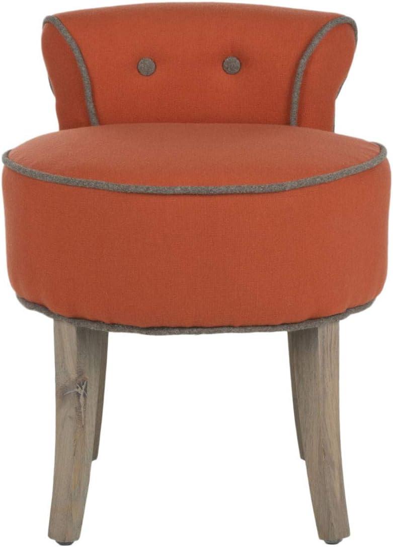 Safavieh Home Collection Georgia Burnt Orange and Distressed Grey Petite Vanity Stool