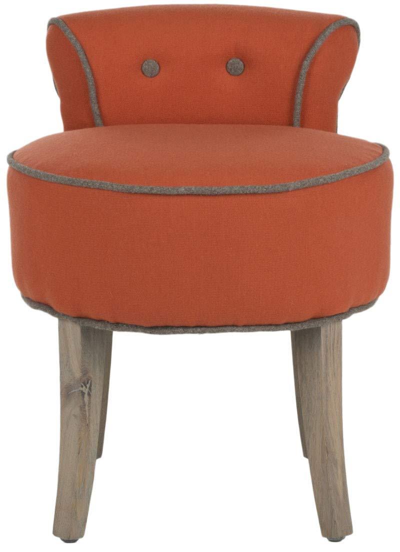 Safavieh Home Collection Georgia Burnt Orange and Distressed Grey Petite Vanity Stool
