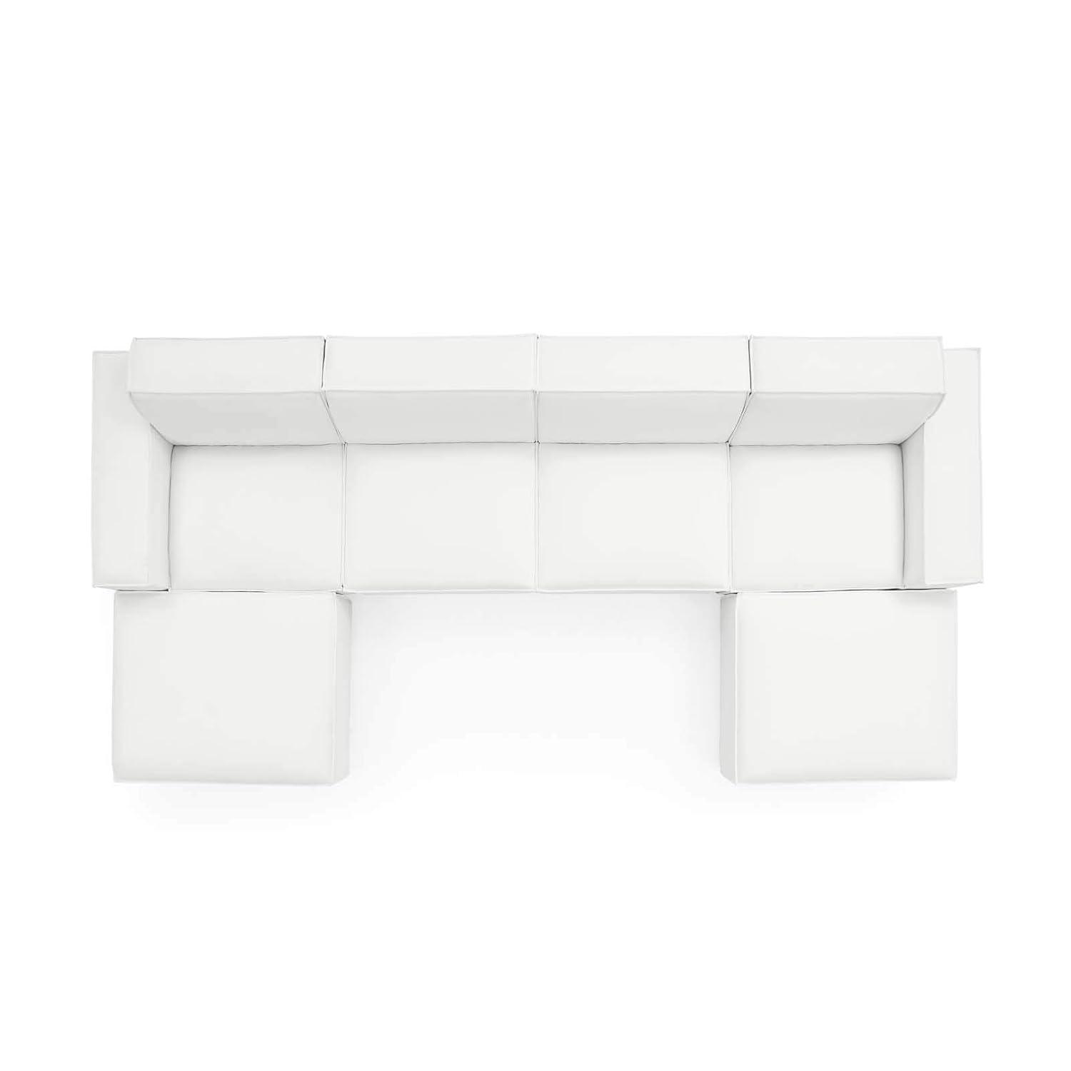 6pc Restore U-Shaped Sectional Sofa White - Modway: Polyester Upholstery, No Assembly, Modern Decor