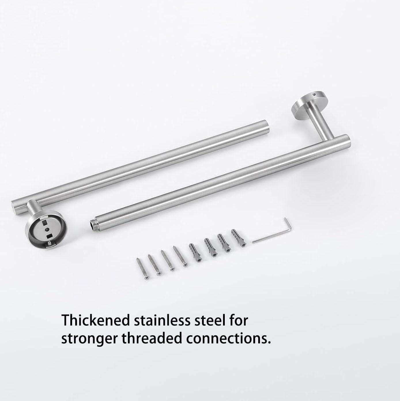 24 Inch Towel Bar Sets 4 Pieces Bathroom Kit Accessories Restroom Towel Ring Holder Toilet Paper Holder and Hook Set SUS 304 Stainless Steel Bathroom Hardware Heavy Duty Wall Mount (Brushed Silver)