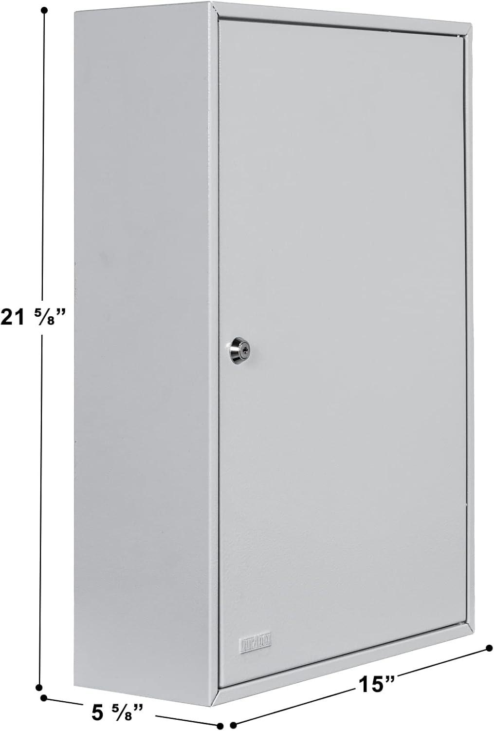 Light Grey Steel Wall Mount Key Cabinet with Adjustable Hooks