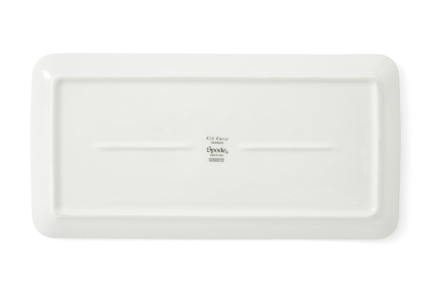 Kit Kemp by Spode 12" Doodles Serving Platter, Spaced Out Tagline, Fine China, Dishwasher Safe, Ideal for Sandwiches, Snacks, and Appetizers