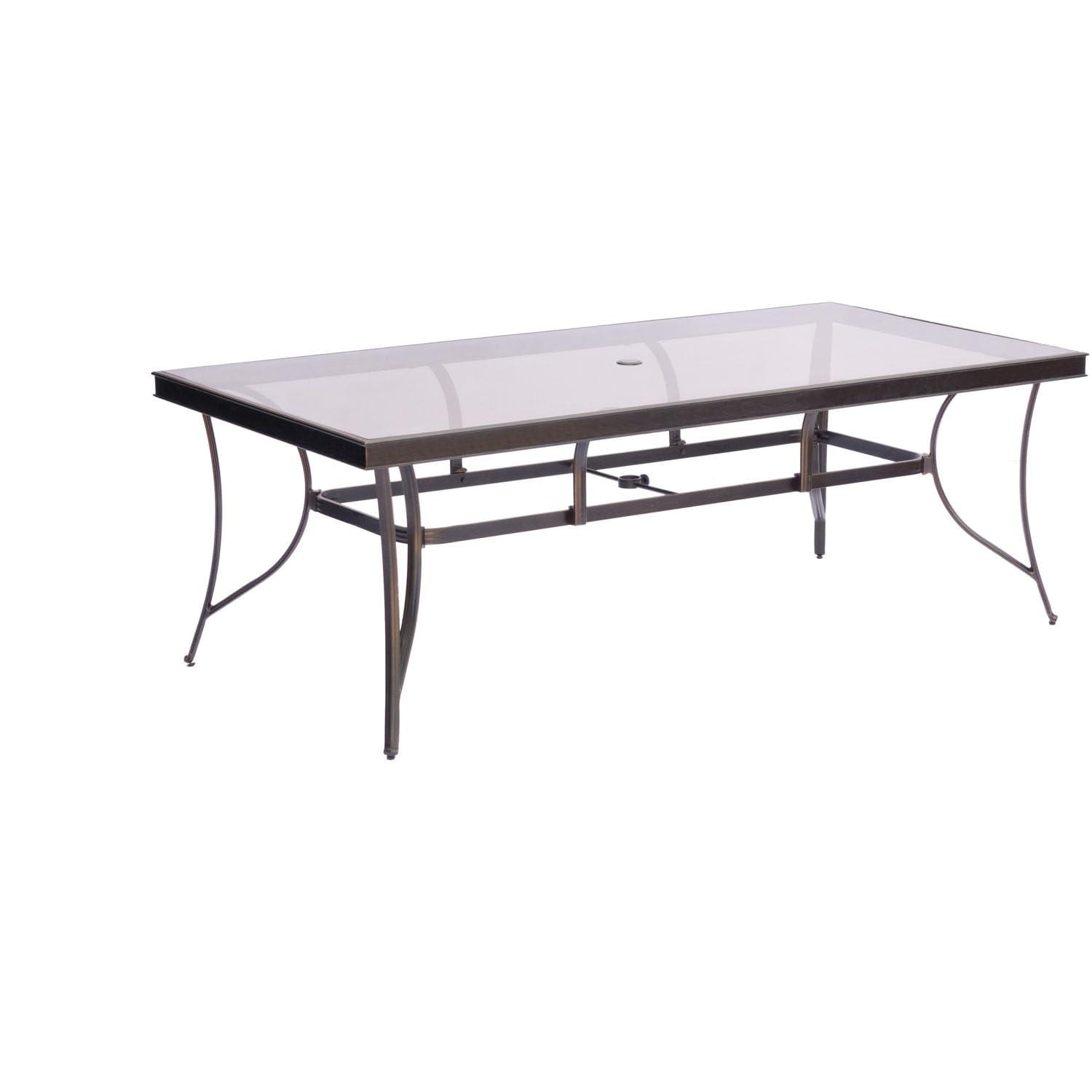 Hanover Traditions 7-Piece Dining Set in Blue with Extra Large Glass-Top Dining Table