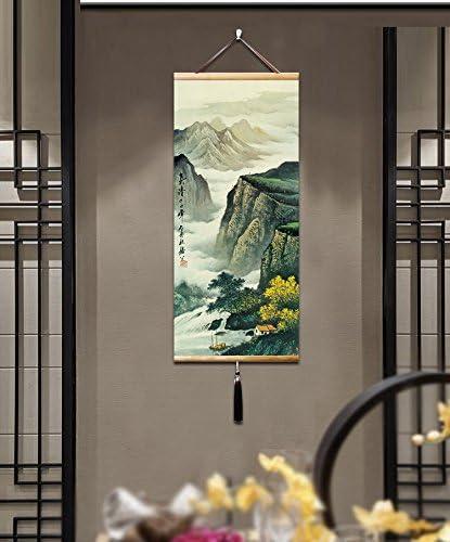 Asian wall scroll Feng Shui japanese wall art Ready to Hang Decorations for Living Room
