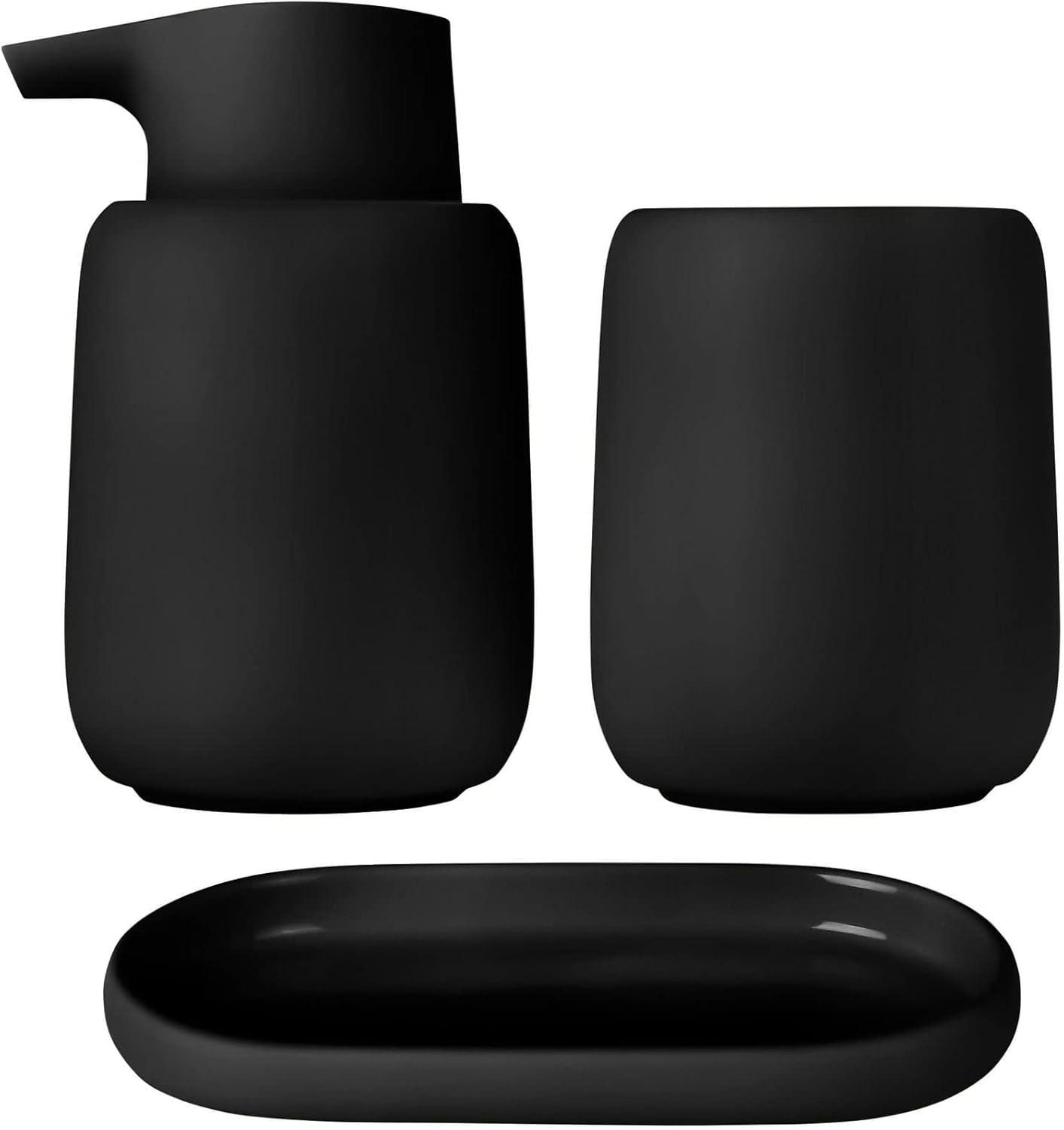 Silky Smooth Black Ceramic 3-Piece Bathroom Accessory Set