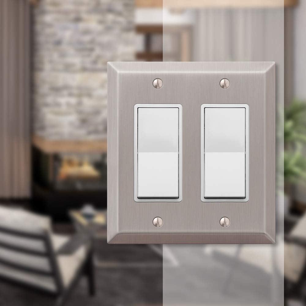 Amerelle 163RRBN Century Wallplate, 2 Rocker, Steel, Brushed Nickel, 1-Pack