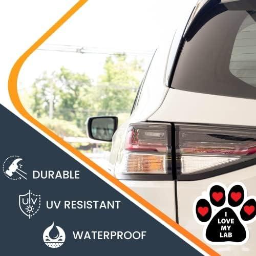 Magnet Me Up I Love My Lab Pawprint Magnet Decal, 5 Inch, Vinyl Automotive Magnet