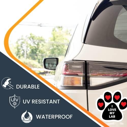 Magnet Me Up I Love My Lab Pawprint Magnet Decal, 5 Inch, Vinyl Automotive Magnet