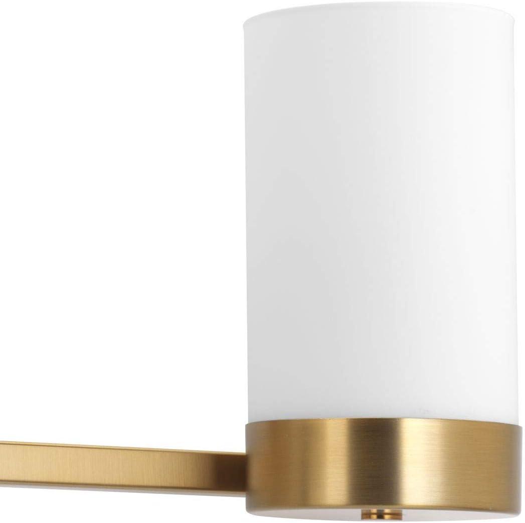 Progress Lighting Elevate Collection 4-Light Bath Vanity in Brushed Bronze with Etched White Glass Shade