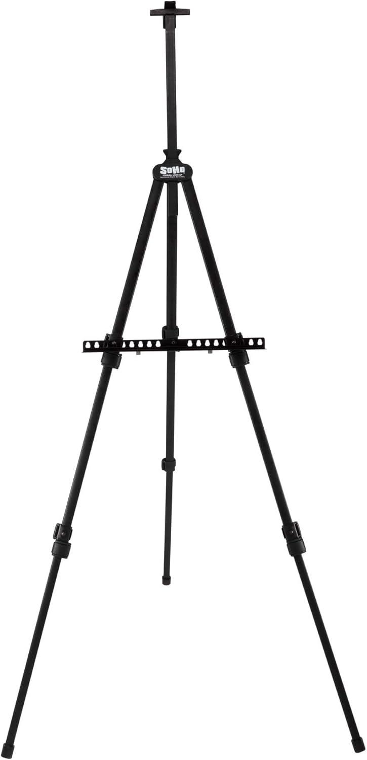 Black Aluminum Adjustable Height Travel Easel with Carry Bag