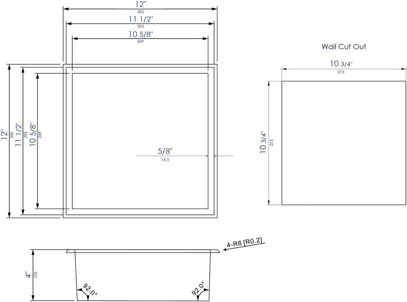 Brushed Copper Stainless Steel Wall Mounted Shower Niche