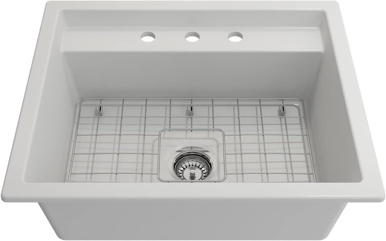 Baveno 27'' L Dual Mount Single Bowl Fireclay Kitchen Sink