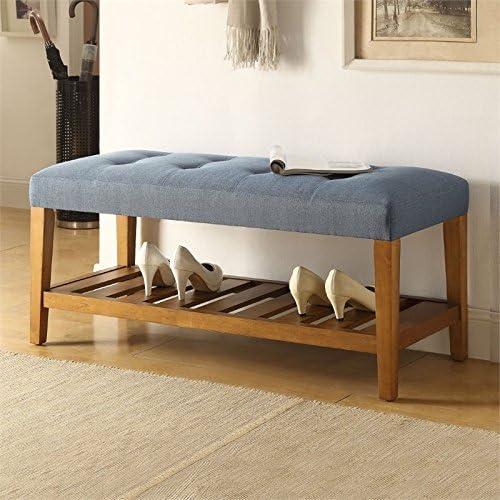 Wooden Bench Blue and Oak - Saltoro Sherpi