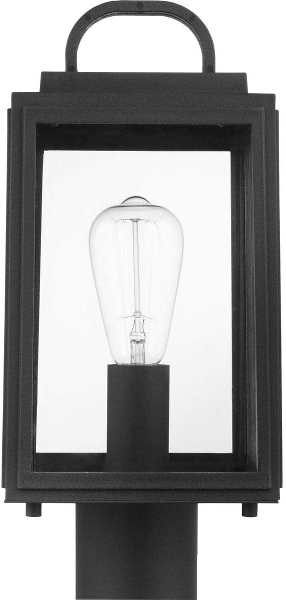 Progress Lighting Grandbury 1-Light Outdoor Post Light in Black with Clear Glass Panels and DURASHIELD Material