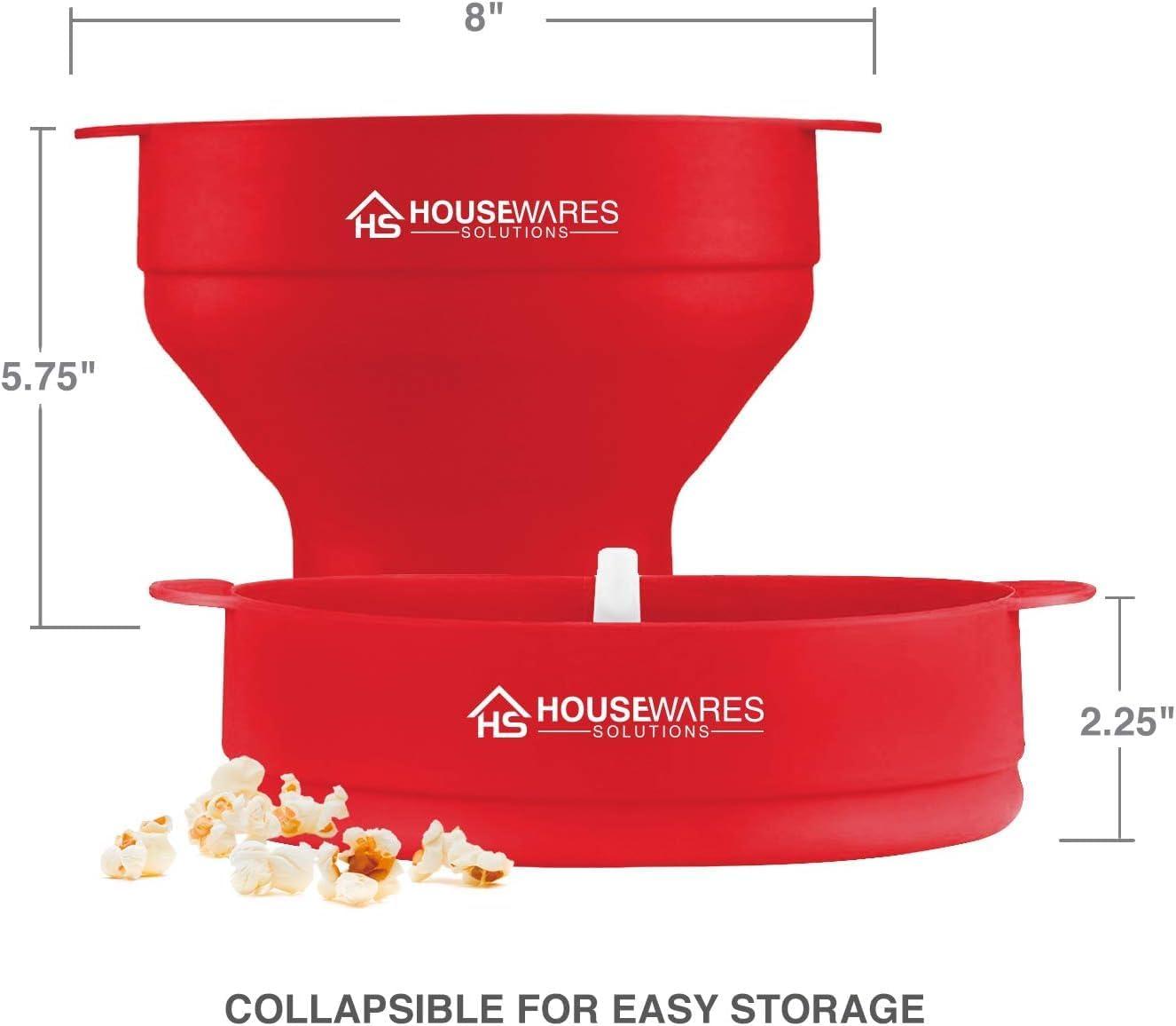 Collapsible Silicone Microwave Hot Air Popcorn Popper Bowl With Lid and Handles