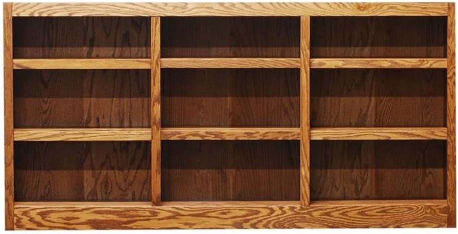 Concepts in Wood Traditional 36" Tall 9-Shelf Triple Wide Wood Bookcase in Oak