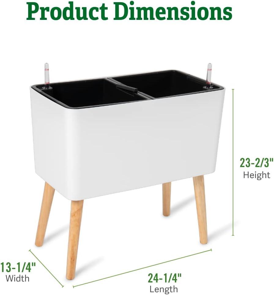 Ava Self-Watering Rectangular Planter - white