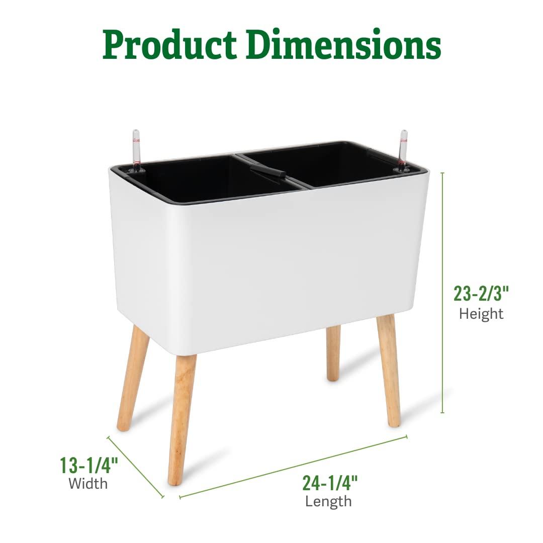 Ava Self-Watering Rectangular Planter - white