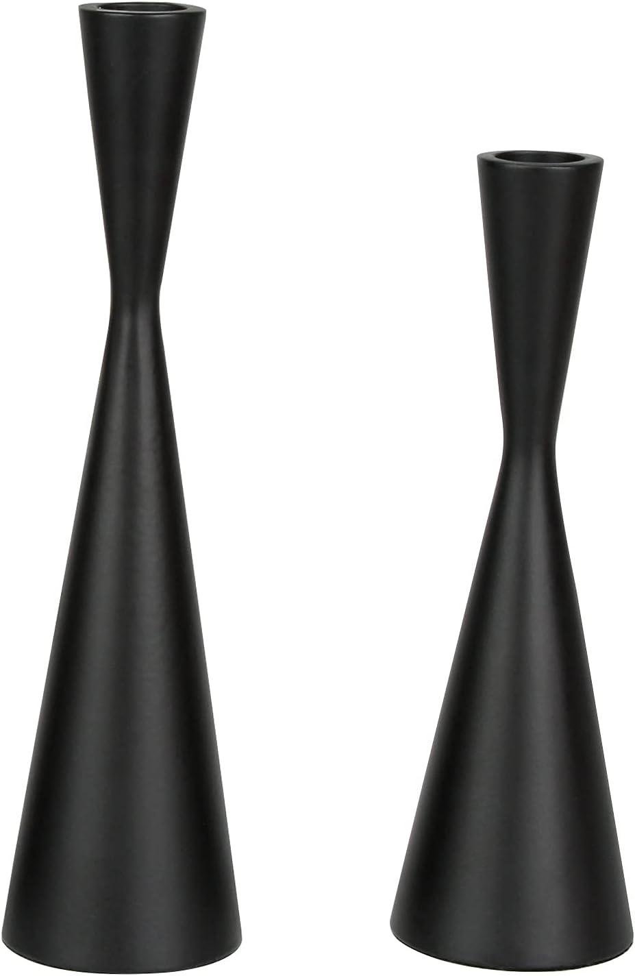Vixdonos Metal Candle Holders Taper Candlestick Holders Set of 2 Table Decorative Candle Stand for Wedding, Dinning, Party,Home Decor (Matte Black)