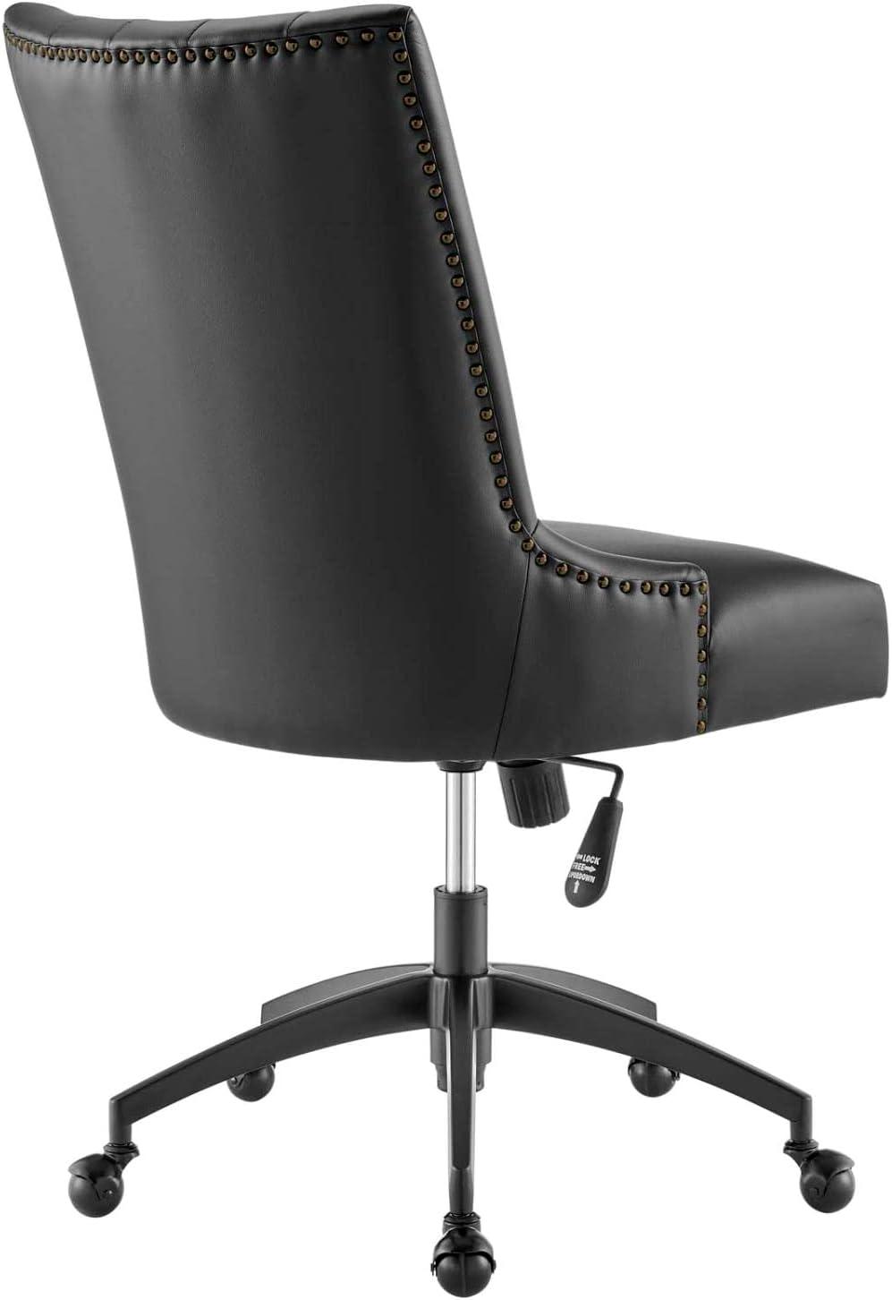 Modway Empower Channel Tufted Vegan Leather Office Chair Black: Metal Frame, Adjustable Height, Modern Style