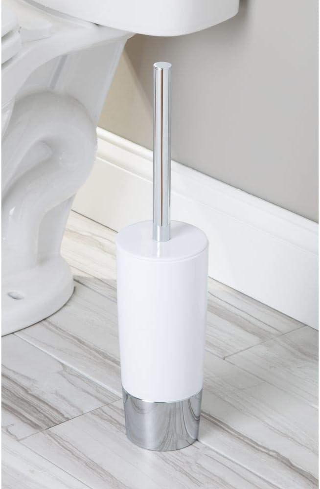 iDESIGN Duetto Plastic Toilet Bowl Brush and Holder Slim Set for Bathroom Cleaning and Storage