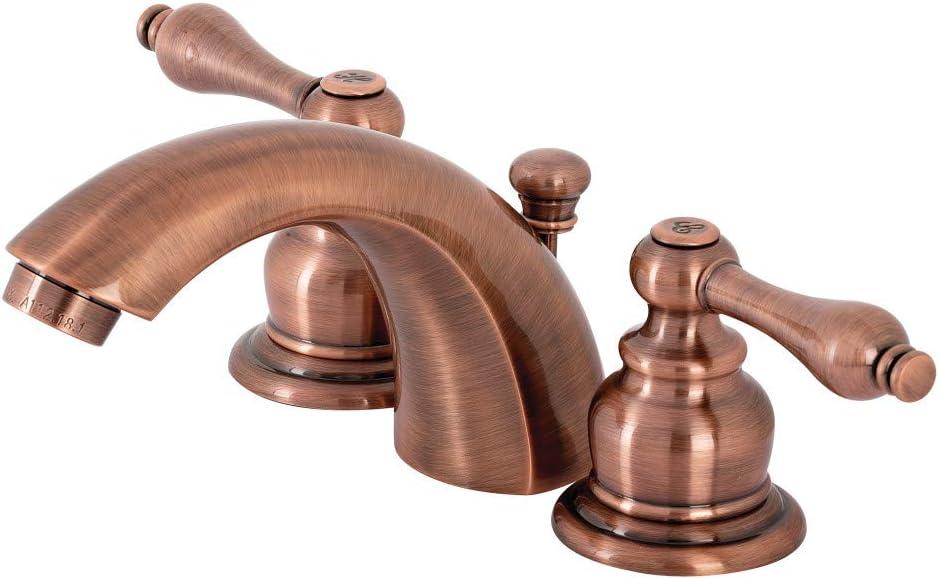 Kingston Brass Victorian Two-Handle 3-Hole Deck Mount Mini-Widespread Bathroom Faucet with Plastic Pop-Up