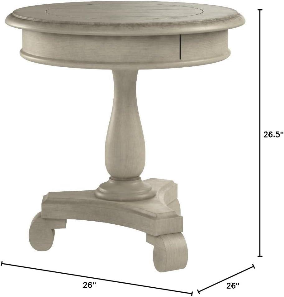 Roundhill Furniture Rene Round Wood Pedestal End Table in Champagne