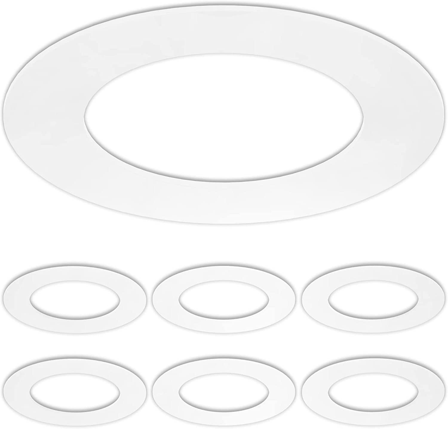 6 Pack Matte White Goof Trim Ring for 4" Inch Recessed Can Lighting Down Light, Outer Diameter 6.7 Inches, Inner Diameter 4.2 Inches