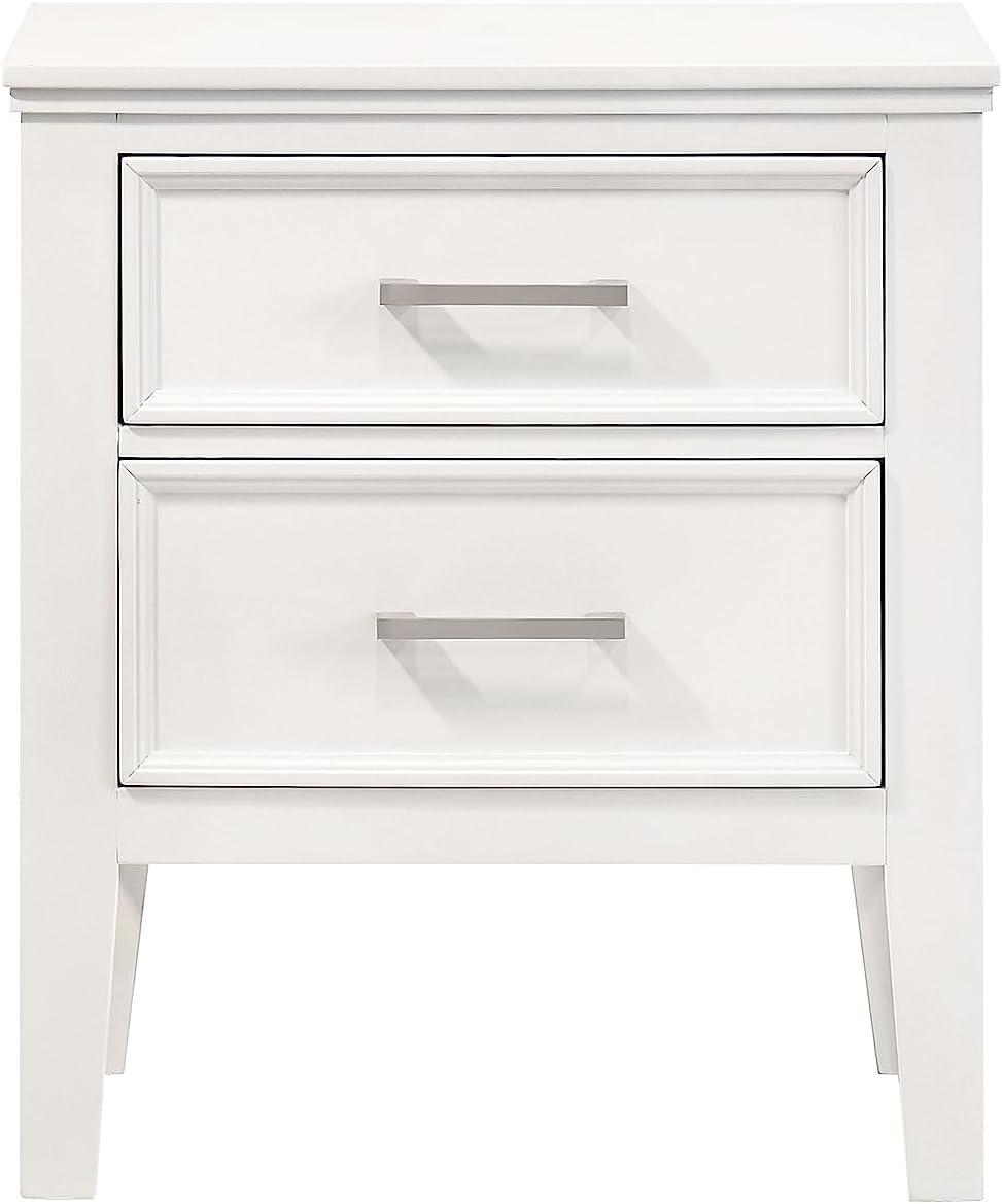 New Classic Furniture Andover Wood Nightstand with 2 Drawers in White