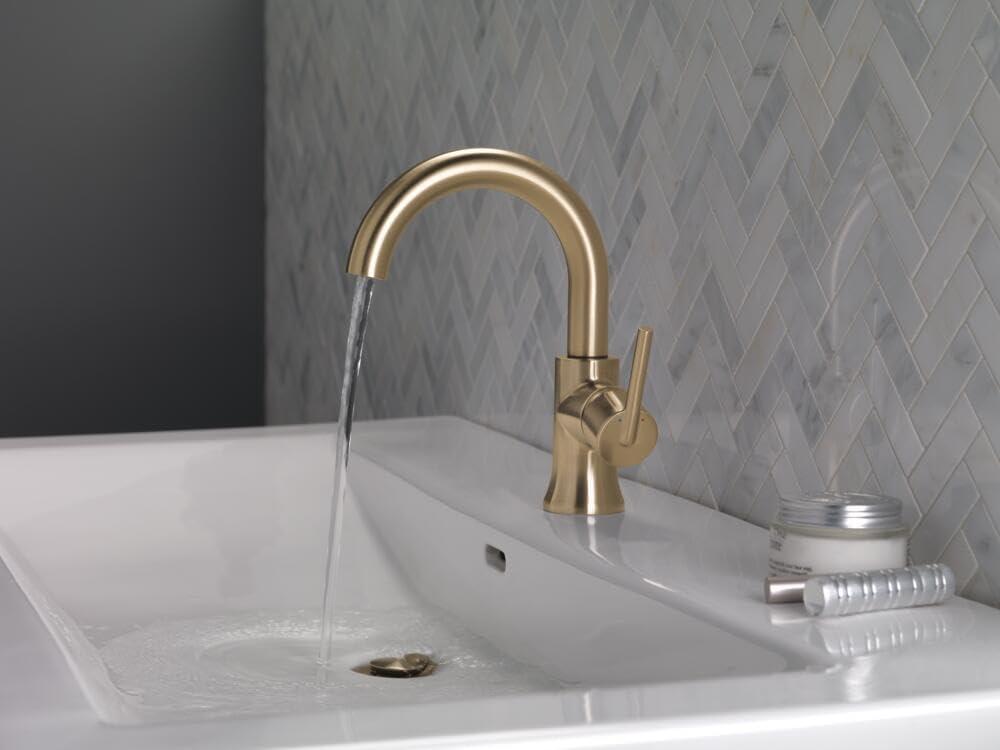 Champagne Bronze High-Arc Single Handle Bathroom Faucet