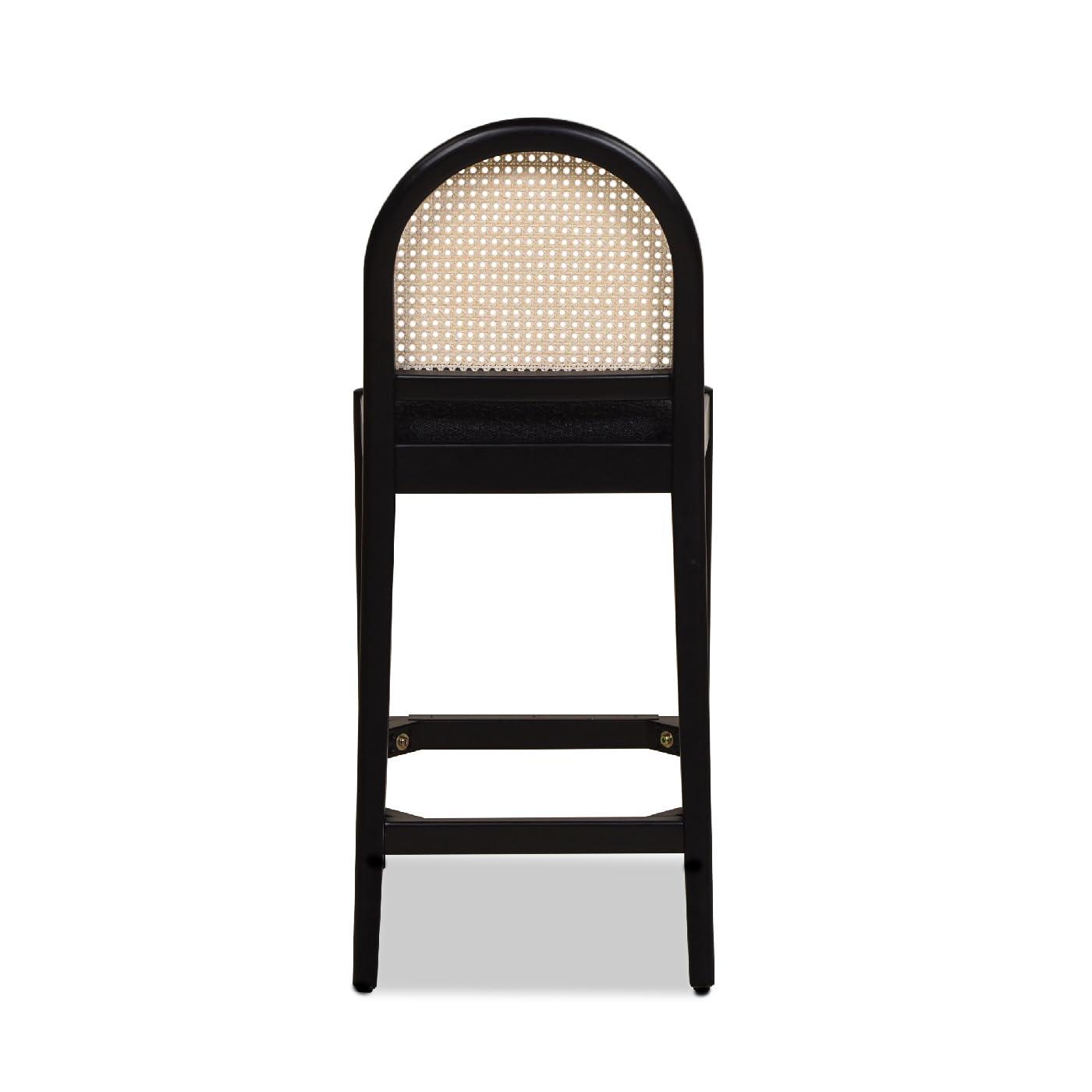 NicBex Dining Chairs Set of 2 Upholstered Chair Curved Back Cane Rattan Counter Stools, Fabric Accent for Kitchen, Bedroom, Black
