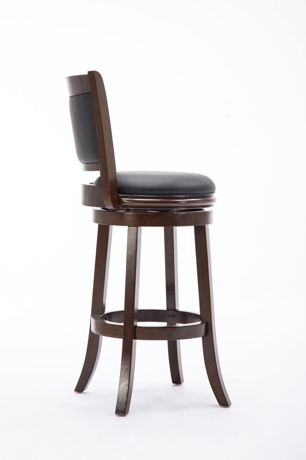 Boraam Wood Augusta Bar Height Swivel Bar Stool in Cappuccino Finish