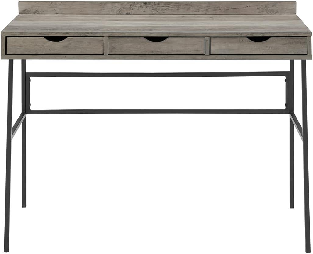 Walker Edison 42" Engineered Wood 3-Drawer Angled Front Desk in Gray Wash