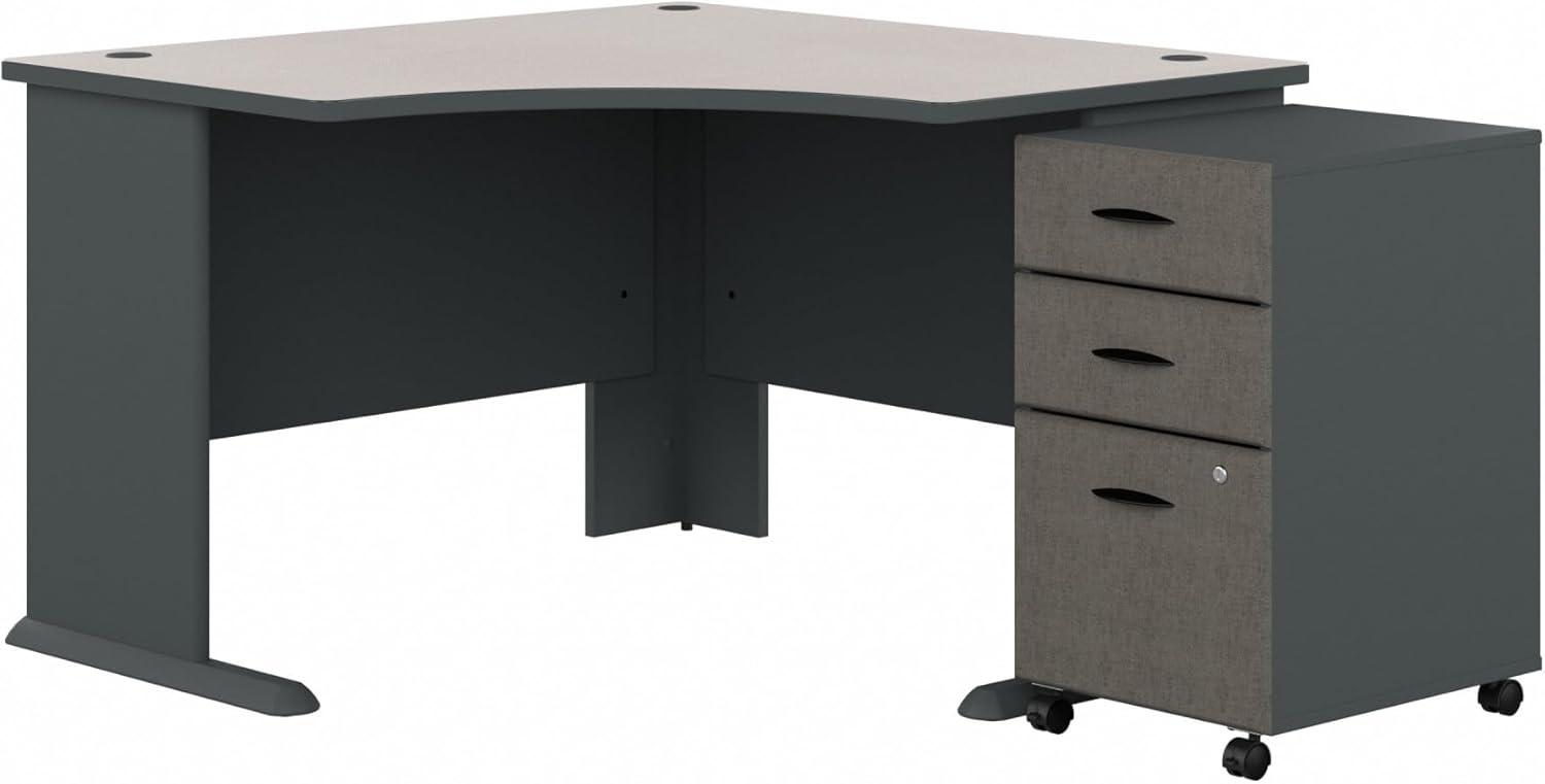 Series A L-Shape Executive Desk with 3 Drawer Mobile Pedestal