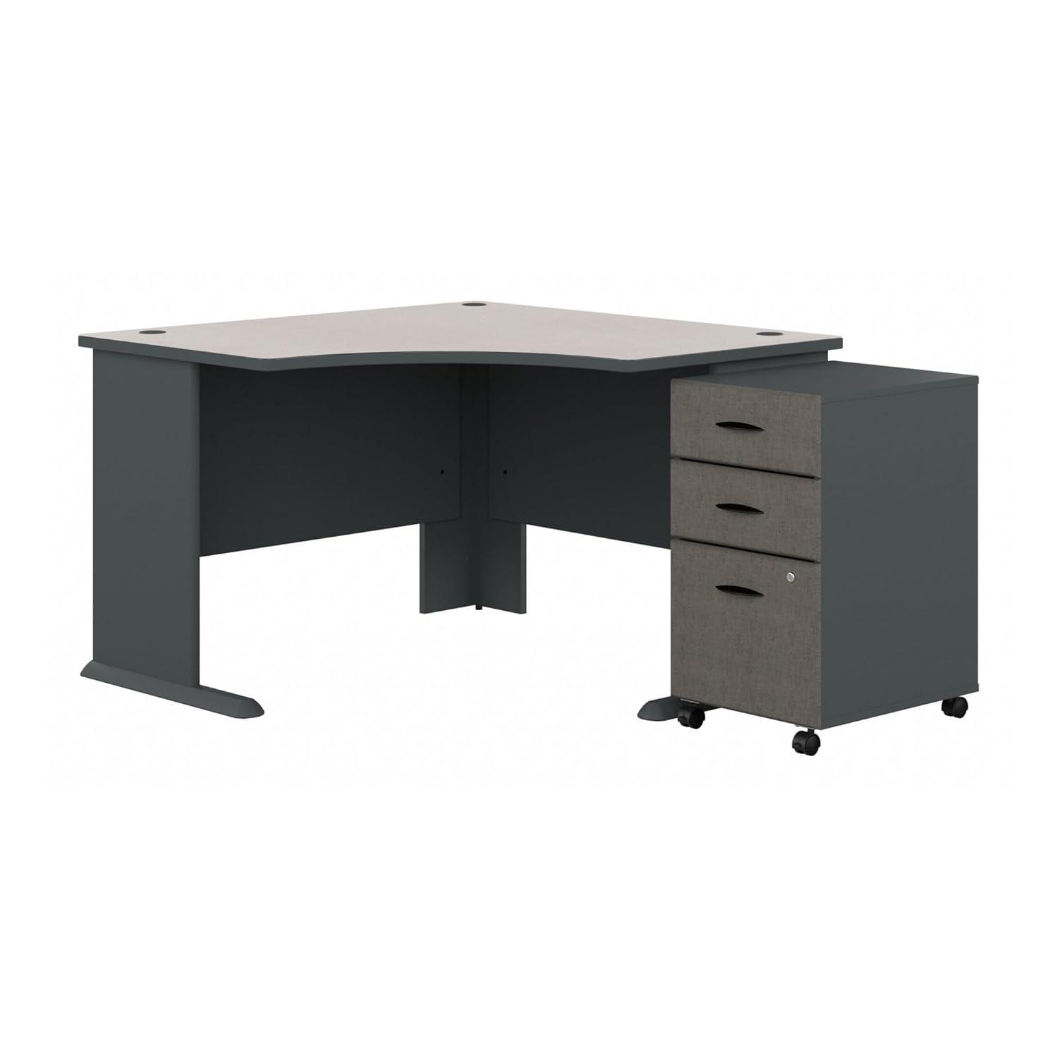 Series A L-Shape Executive Desk with 3 Drawer Mobile Pedestal