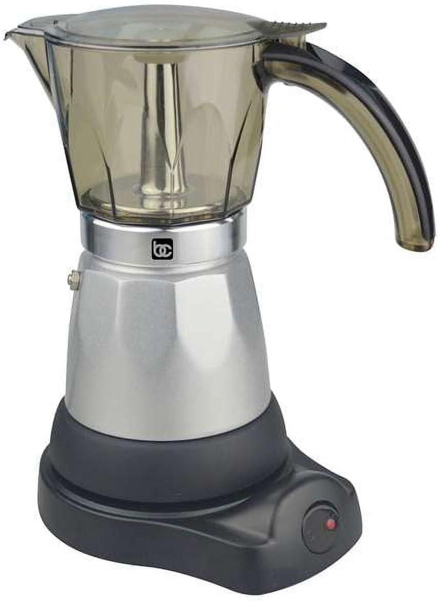 BC-90264 6-Cup Electric Coffee Maker, Clear and Silver