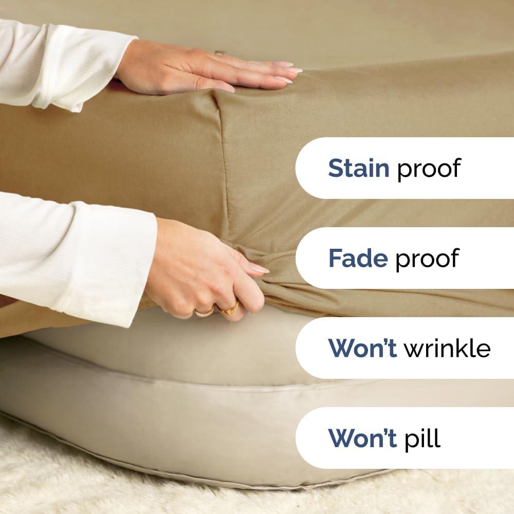 CGK Linens 100% Cotton 400 TC Fitted Sheet Only - Extra Deep Pocket for 18"-24" Mattresses in Beige, Size Full