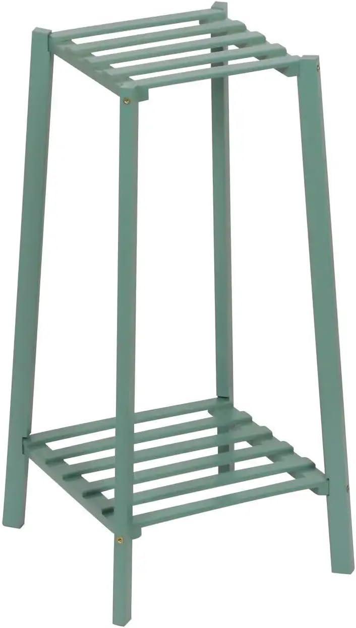 MoNiBloom 2 Tier Plant Stand Indoor Outdoor, Bamboo Corner Plant Shelf Rack, Multi Layer Flower Pot Stand Holder, Small Potted Planter Shelves for Patio Balcony Garden, Green