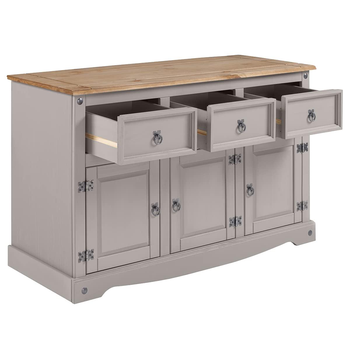 49.25 x 29.88 x 15.75 in. Cottage Series Wood Buffet Sideboard, Corona Gray