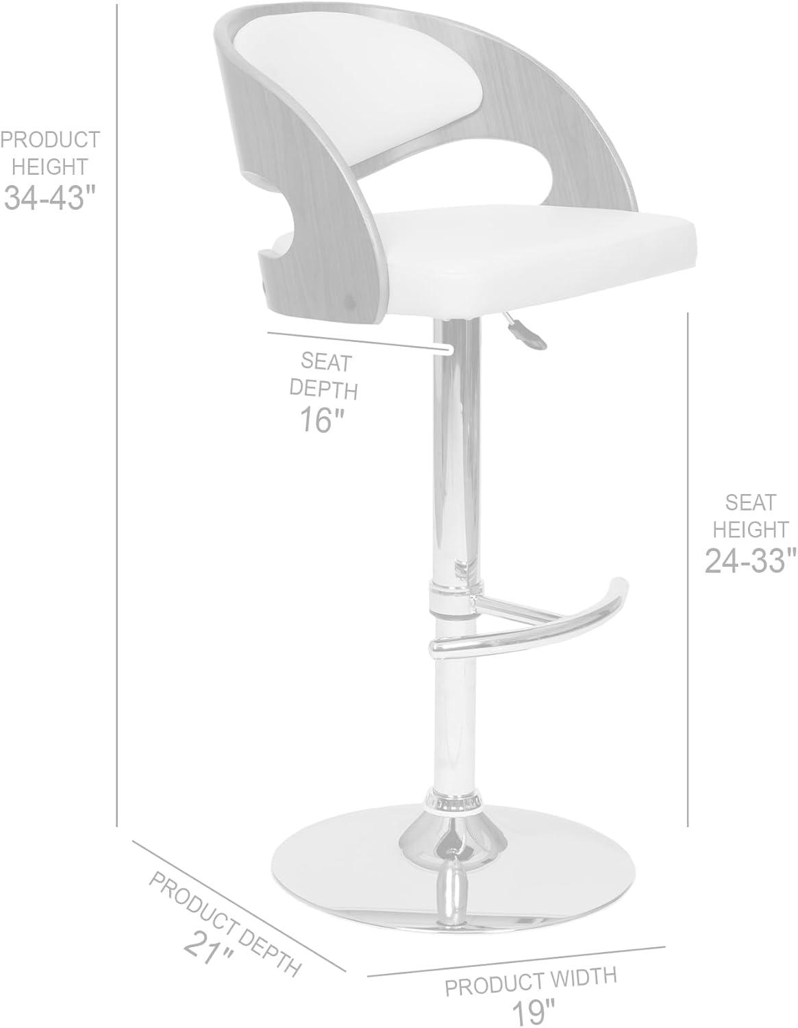 Malibu Swivel Barstool In Cream PU/ Walnut Veneer and Chrome Base