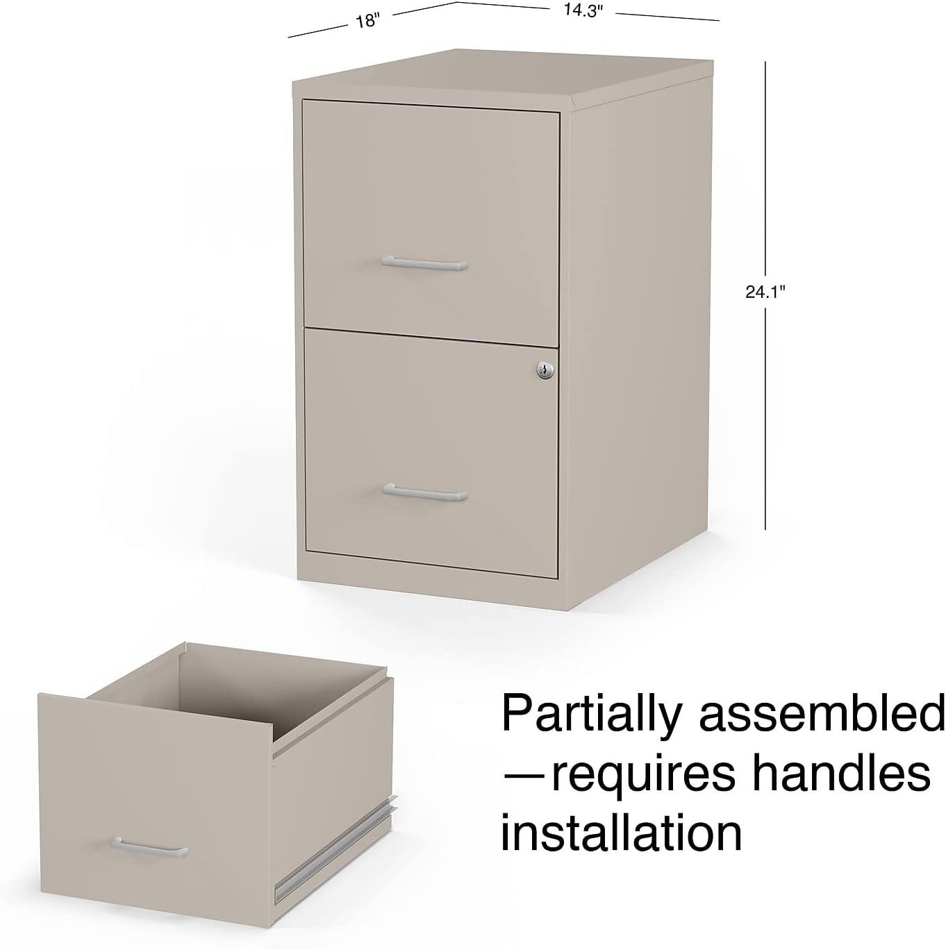 MyOfficeInnovations 2-Drawer Vertical File Cabinet Locking Letter Putty/Beige 18"D 2806662