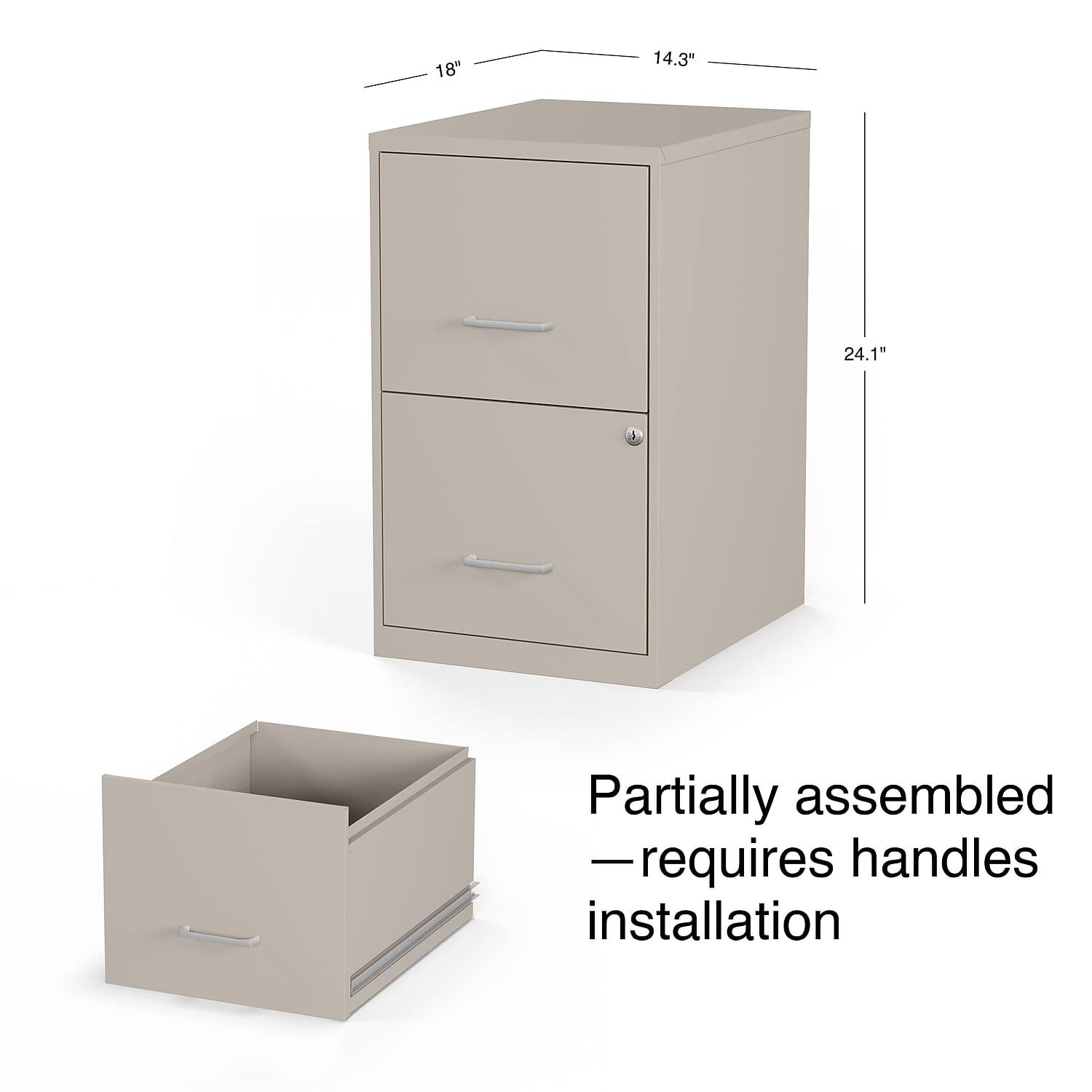 MyOfficeInnovations 2-Drawer Vertical File Cabinet Locking Letter Putty/Beige 18"D 2806662