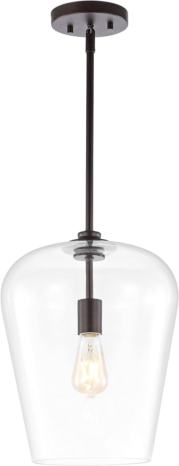 Hayes 11.25" Oil-Rubbed Bronze Industrial Farmhouse LED Pendant