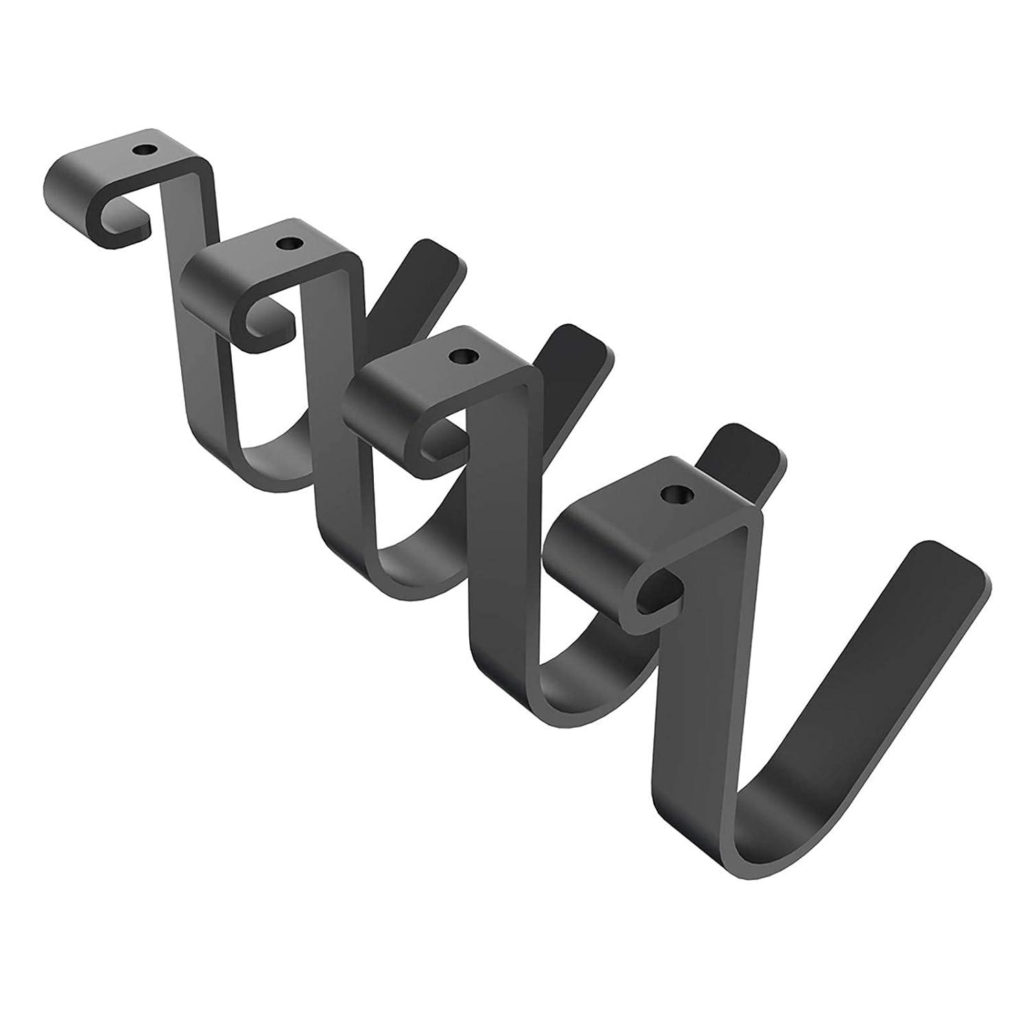 FLEXIMOUNTS 4 Pack Add On Storage Rail Hook Accessory for Ceiling Rack and Wall Shelving, Max Weight Capacity up to 50lbs, Black